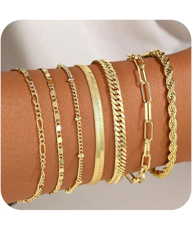 BERISO Gold Bracelets for Women, Elegant Adjustable 14K Gold Plated Bracelet for Women, Trendy Minimalist Dainty Gold Bracelet for Everyday Wear