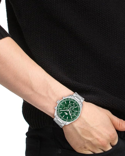 Lacoste Boston Men's Chronograph Watch - Classic Stainless Steel - Tachymeter - Water Resistant up to 5ATM/50 Meters - Modern Design for Him - 42mm