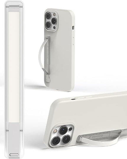 SleekStrip SleekGrip-Essential Ultra Thin Phone Grip Stand,Slim Metal Finger Loop Ring Hand Holder Strap Cell Phone Grips for iPhone 16 Pro Max,17 Air,Android,Case Back - Pure White 2PK