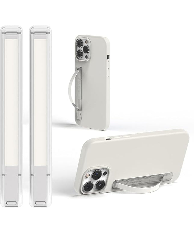 SleekStrip SleekGrip-Essential Ultra Thin Phone Grip Stand,Slim Metal Finger Loop Ring Hand Holder Strap Cell Phone Grips for iPhone 16 Pro Max,17 Air,Android,Case Back - Pure White 2PK