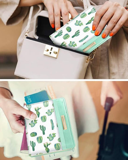 Passport Holder Cover Travel RFID Blocking Passport Cover Rose Gold Cute Flowers Passport Wallet with Elastic Band for Women