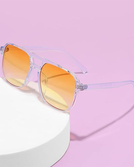 FEISEDY Retro Square Aviator Sunglasses Women Men 70s Vintage Trendy Plastic Frame Sun Glasses B2835
