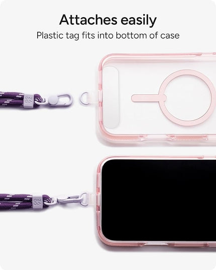 ZAGG Crossbody Lanyard for Phone Cases with Lanyard Attach Points – Adjustable Durable Nylon Strap with Tear-Proof Tab – Comfortable Hands-Free Carry, Plum Purple