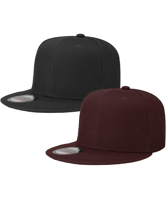 Classic Snapback Hat Cap Hip Hop Style Flat Bill Blank Solid Color Adjustable Size