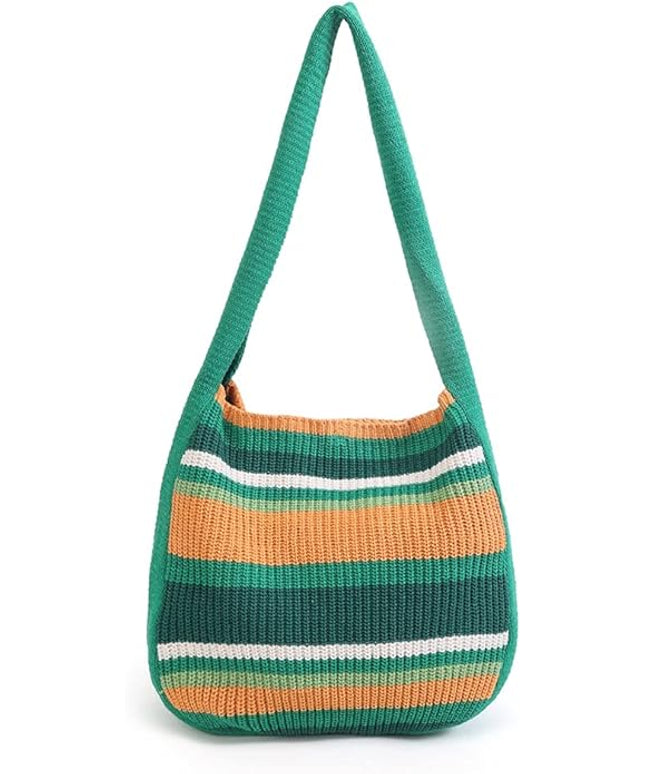 ENBEI Women's Crochet Tote Bag Knit Shoulder bag,Aesthetic Bag,Cute Eco-Friendly Tote for Travel,Daily Use,Gift Box Packaging