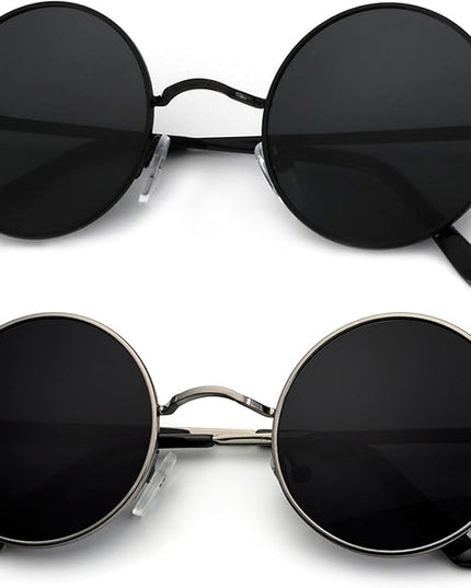 KALIYADI Round Polarized Sunglasses for Men Women Retro Metal Hippie Circle Style Sun Glasses UV Protection