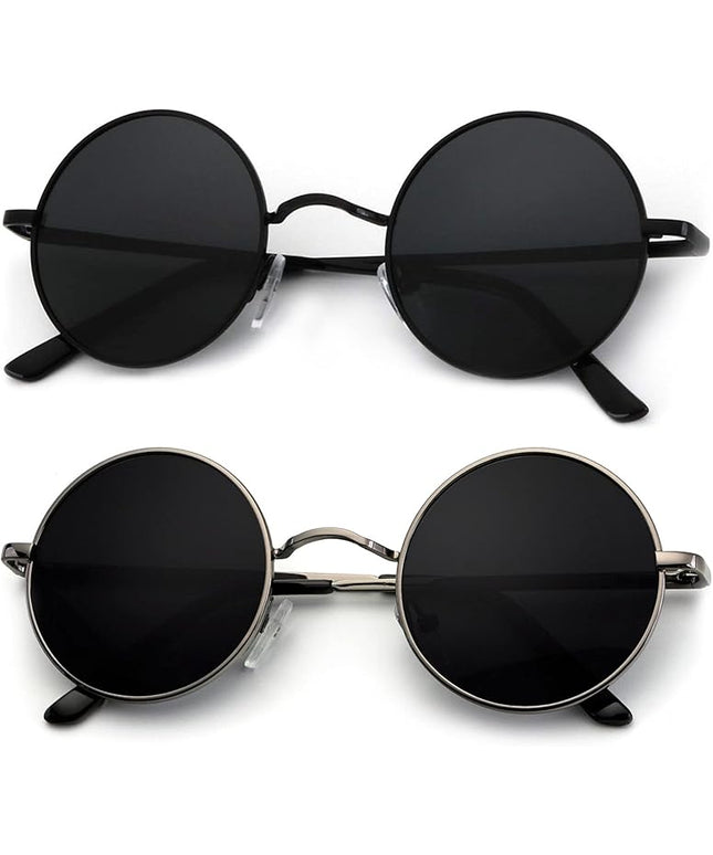 KALIYADI Round Polarized Sunglasses for Men Women Retro Metal Hippie Circle Style Sun Glasses UV Protection
