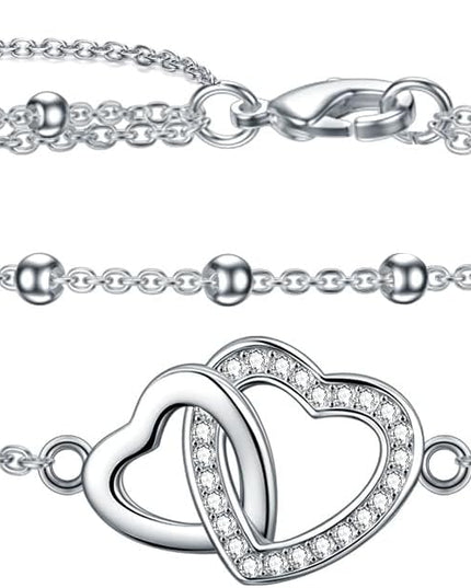 Dorunmo 925 Sterling Silver Infinity Heart Cross Circle Evil Eye Anklet Bracelets for Women Mother's Day Jewelry for Wife Girlfriend Mom Her