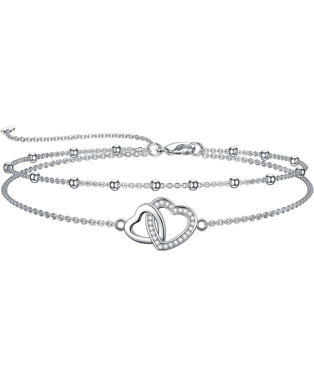 Dorunmo 925 Sterling Silver Infinity Heart Cross Circle Evil Eye Anklet Bracelets for Women Mother's Day Jewelry for Wife Girlfriend Mom Her
