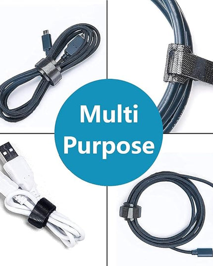 100 Pcs Reusable Cable Ties 6 Inch Black Straps Adjustable Hook and Loop Cord Management Organizer Tie Microfiber Cloth Fastening Tidy Wrap for Wire