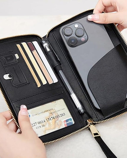 Passport Holder for Travel Women and Men RFID Passport Holder with Card Slots Holder Passport Case Passport cover Passport Wallet Travel Essentials and Accessories (Zipper, Black Zipper)