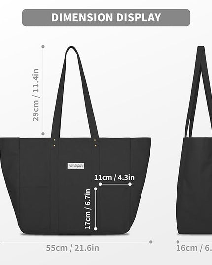 HOMESPON Large Canvas Tote Bag for Women Everything Bag with Pockets and Laptop Sleeve