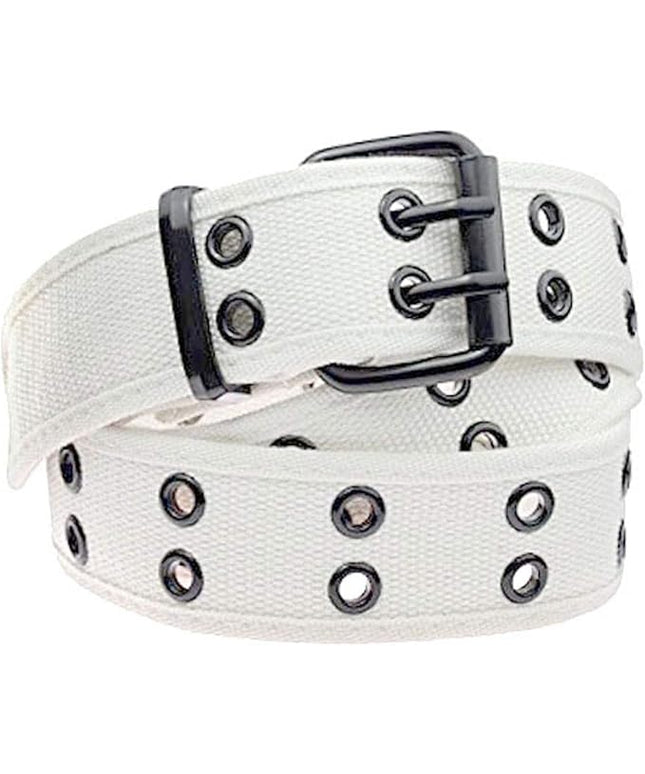 moonsix Canvas Web Belts for Men,Solid Color Casual Double Hole Grommet Belt