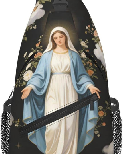 Our Lady of Guadalupe Sling Bag Crossbody Bags Clovers Chest Bag for Travel Hiking for Men Women Virgin Marys 8