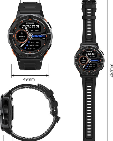 CARBINOX X-Ranger Smart Watch (Answer/Make Calls), Rugged Fitness Tracker IP69K Waterproof, Compatible with Android and iOS, 14 Days of Battery Military Durable, AMOLED Screen