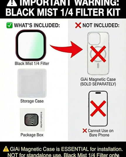 Magnetic Black Mist 1/4 Filter for iPhone 17 Pro/Pro Max, Cinematic Diffusion Phone Filter for Portrait & Video Shooting, Soft Glow Mist Effect(Requires GiAi Magnetic Case - Sold Separately)