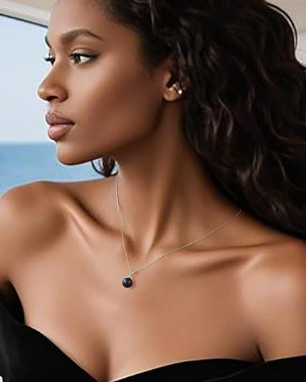 Iefil 10-11mm Tahitian Black Pearl & Freshwater Pearl Necklace - S925 Sterling Silver Pearls Necklace, Anniversary Birthday Gifts for Women Wife Girlfriend Mom