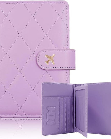 Melsbrinna Rfid Passport Holder for Travel women/Men, Cute Passport Wallet Rfid Blocking Card Slots, Rfid Passport Cover/CaseTravel Wallet, Passport Book Holder (1, LG PURPLE)