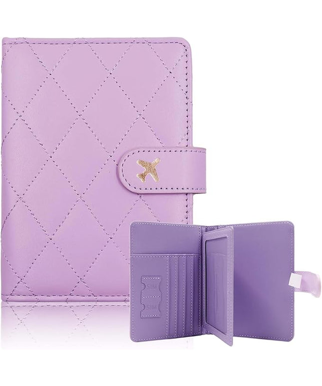 Melsbrinna Rfid Passport Holder for Travel women/Men, Cute Passport Wallet Rfid Blocking Card Slots, Rfid Passport Cover/CaseTravel Wallet, Passport Book Holder (1, LG PURPLE)