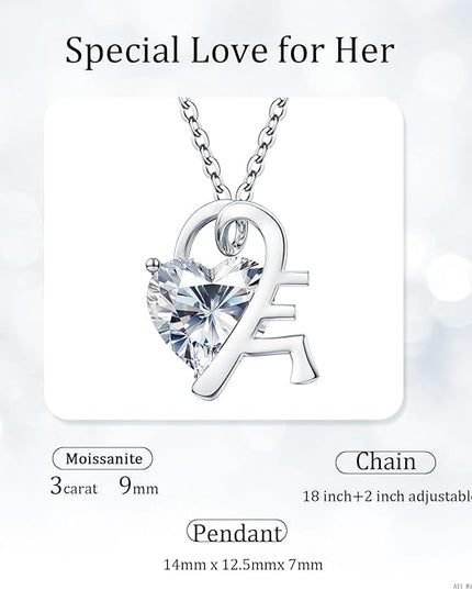 ForeverLove Heart Necklaces for Women, 4-2 Carats Heartshap Moissanite, Silver Pendant Jewelry, Anniversary Birthday Gifts for Wife, Girlfriend, Daughter, Mom