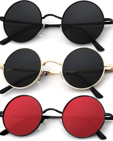 KALIYADI Round Polarized Sunglasses for Men Women Retro Metal Hippie Circle Style Sun Glasses UV Protection