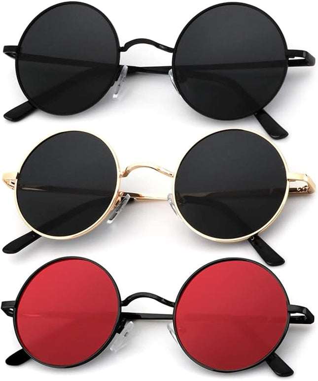 KALIYADI Round Polarized Sunglasses for Men Women Retro Metal Hippie Circle Style Sun Glasses UV Protection