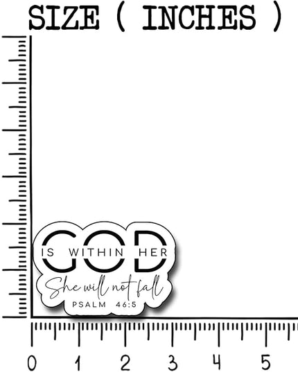 (3Pcs) God is Within Her She Will Not Fall Sticker, Christian Gifts Decorate Books Laptop Phone, Water Bottles Kindles Stickers, Tumbler Sticker Waterproof Vinyl Decorate 3 x 2,2" Inch