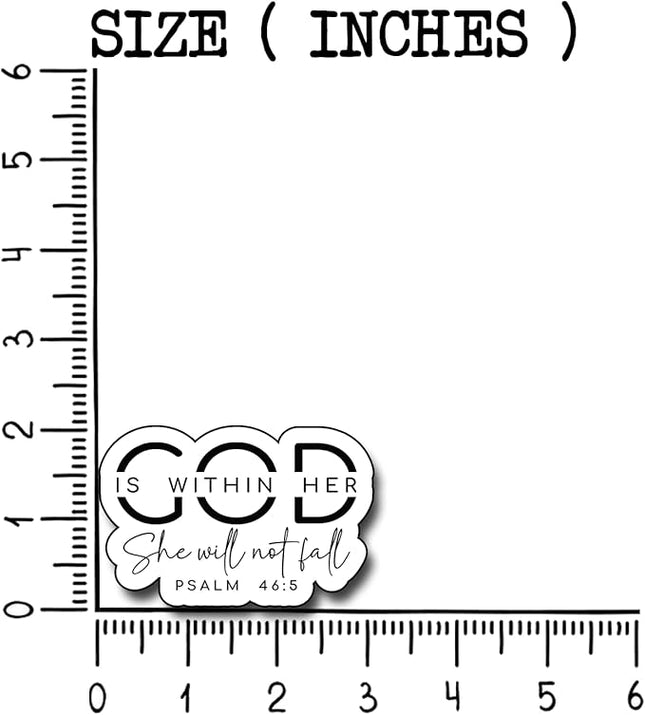 (3Pcs) God is Within Her She Will Not Fall Sticker, Christian Gifts Decorate Books Laptop Phone, Water Bottles Kindles Stickers, Tumbler Sticker Waterproof Vinyl Decorate 3 x 2,2" Inch