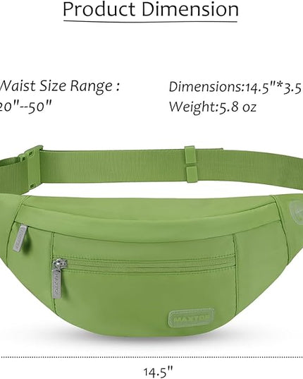 MAXTOP Large Crossbody Fanny Pack with 4-Zipper Pockets,Gifts for Enjoy Sports Festival Workout Traveling Running Casual Hands-Free Wallets Waist Pack Phone Bag Carrying All Phones