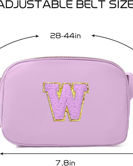 Gitus Gifts for 8 9 10 11 12 Year Old Girls Belt Bag Fanny Pack Crossbody Bags with Initial Letter Patch Cute Stuff Birthday Gifts for Teen Girls Women Personalized Trend Stuff (Lavender-W)