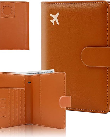 Melsbrinna Premium Leather Passport Holder Covers Case, Waterproof Rfid Blocking Travel Wallet Passport Holder with Pen Holder, Cute Passport Book for Women/Men