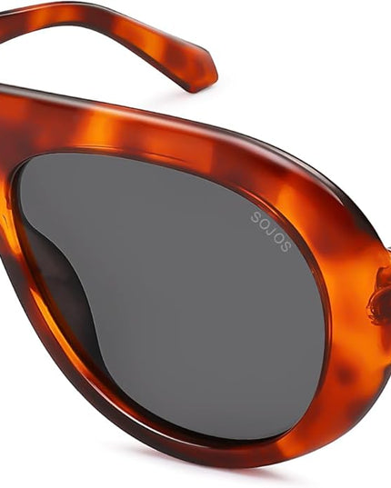 SOJOS Trendy Oversized Polarized Aviator Sunglasses Womens Men Retro Vintage 70s Style UV Protection Sun Glasses SJ2390