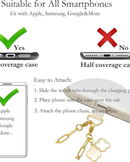 Phone Charms Strap Wrist Chain Bracelet Phone Strap Detachable Anti Theft Anti-Fall Safety Hands-Free(2xPads) Fit Apple&Most Smartphones