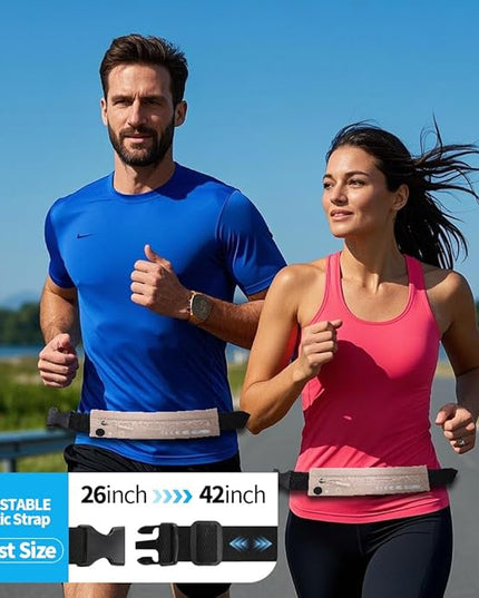 USHAKE Slim Running Belt for Women Men-Runners Phone Holder Fanny Pack, Adjustable, Bounce Free Waist Pouch bag for Workout, Money Belt, Run Gear Accessories Pink
