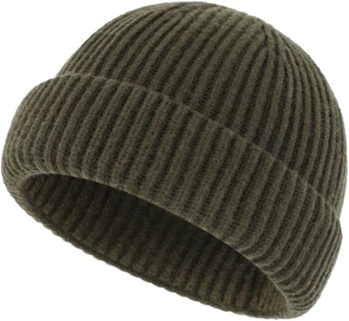 Stylish Wool Knit Short Cuff Fisherman Beanie for Men and Women Unisex Warm Winter Hat