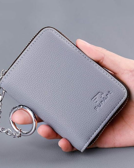 FurArt Zipper Wallet Women, RFID Blocking Credit Card Wallet, Business Card Holder, Compact Size KeyChain Wallet
