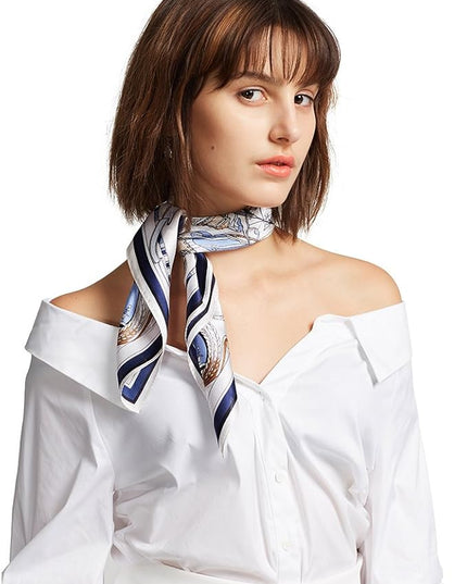 ANDANTINO 100% Mulberry Silk Scarf -21” Lightweight Square Neckerchief – Breathable Digital Printed Scarves with Gift Packed