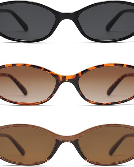 Retro Oval Cat Eye Sunglasses for Women Y2k Trendy Narrow Sunnies Designer Sun Glasses AR82253