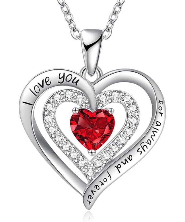 REDBEE Necklaces for Women Birthstone Heart Necklace Jewelry for Wife Girlfriend Woman Necklace