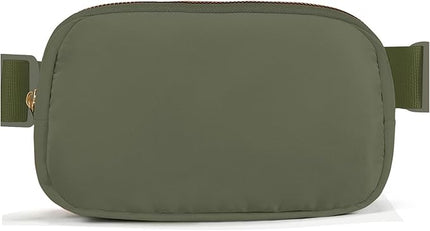 Cwualo Belt Bag Zipper Fanny Pack Crossbody Bags for Women,Fashion Nylon Waist Packs, Water Repellent Two Way wear with Adjustable Strap Gifts for Teenage Girls Women Men(dark green)