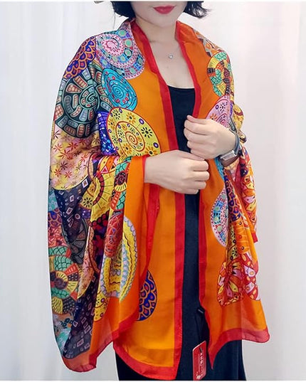 Fashion Scarves Scarf 100% Silk Feeling Scarf Silk Like Scarves Long Lightweight Sunscreen Shawls for Women
