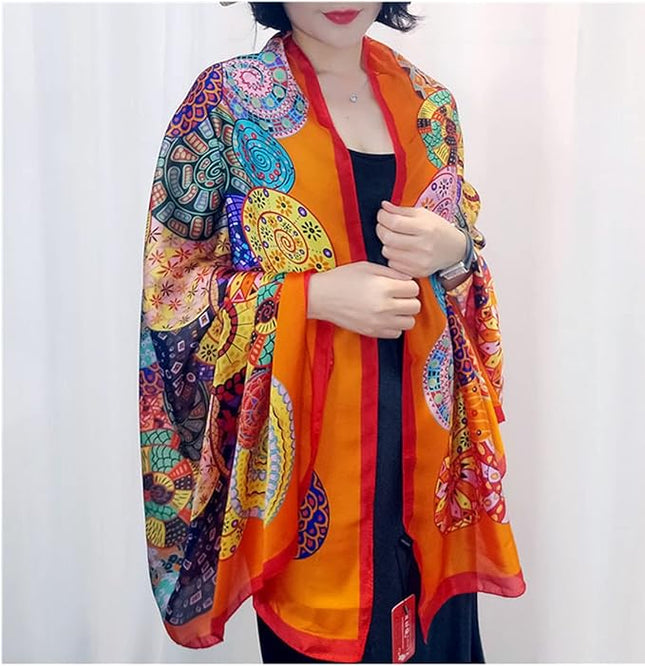 Fashion Scarves Scarf 100% Silk Feeling Scarf Silk Like Scarves Long Lightweight Sunscreen Shawls for Women