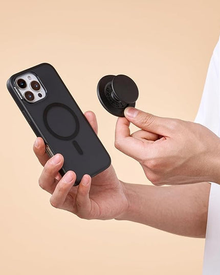 PopSockets Phone Grip for MagSafe with Kickstand, Magnetic Stand, Swappable Top, Secure Hold for iPhone MagSafe Cases, Phone & Tablet Grip - Black