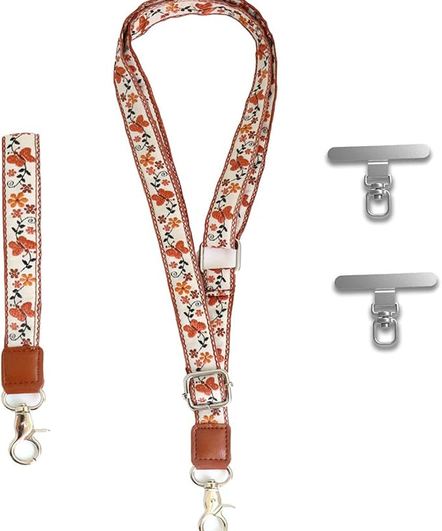 LEMEDE Wrist Keychain and Adjustable Phone Lanyard, Silver Hook Phone Crossbody Strap with 360° Rotating Phone Pads
