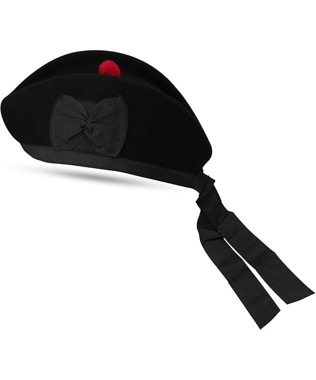 Glengarry HAT Pure Wool Cap with POM POM Soft Cotton Lining Comfortable FIT Kilt Accessories – Military Cap Highland WEAR
