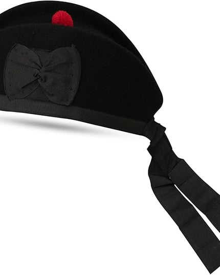 Glengarry HAT Pure Wool Cap with POM POM Soft Cotton Lining Comfortable FIT Kilt Accessories – Military Cap Highland WEAR