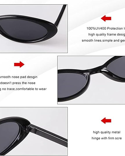 VIA LEECA Trendy Oval Sunglasses Women 90’s Vintage Sun Glasses Fashion Tinted Glasses UV400 Protection