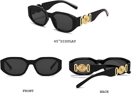 BUTABY Rectangle Sunglasses for Women Retro Driving Glasses 90’s Vintage Fashion Irregular Frame UV400 Protection