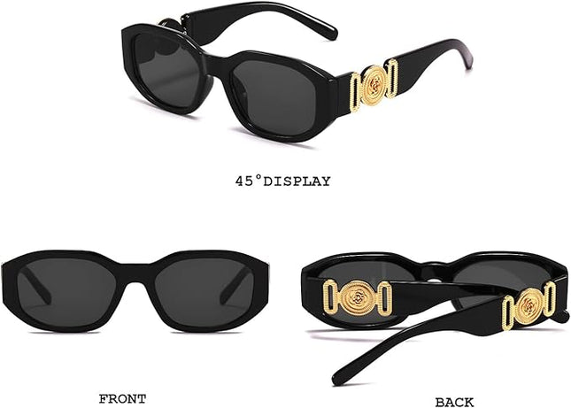 BUTABY Rectangle Sunglasses for Women Retro Driving Glasses 90’s Vintage Fashion Irregular Frame UV400 Protection