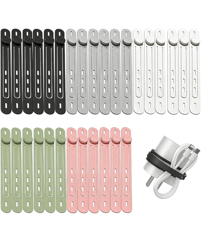 Data Cable Organizer, 2026 Upgrade Reusable Silicone Cable Ties, Elastic Cord Management Straps for Fastening and Bundling Various Cable Cords Wires (30pc)